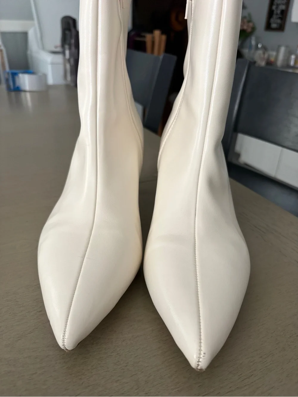 A New Day Off White Heeled Ankle Boots